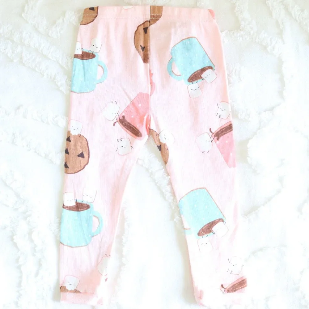 Baby Girl Hot Chocolate Marshmallow & Cookies Polka Dot Pajama Pants| 2pc Bundle